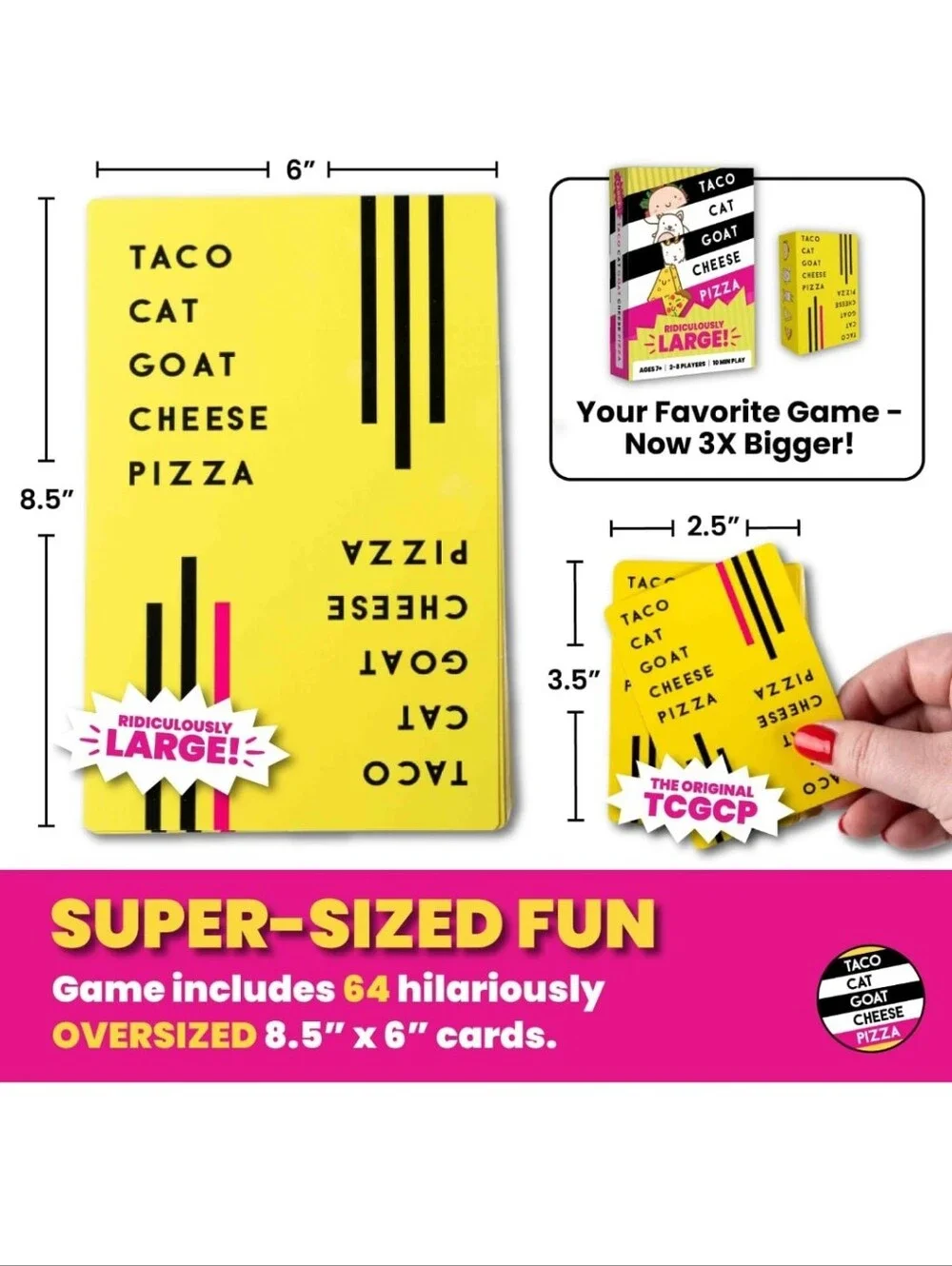 Taco Cat Goat Cheese Pizza Card Game - Pink & Yellow